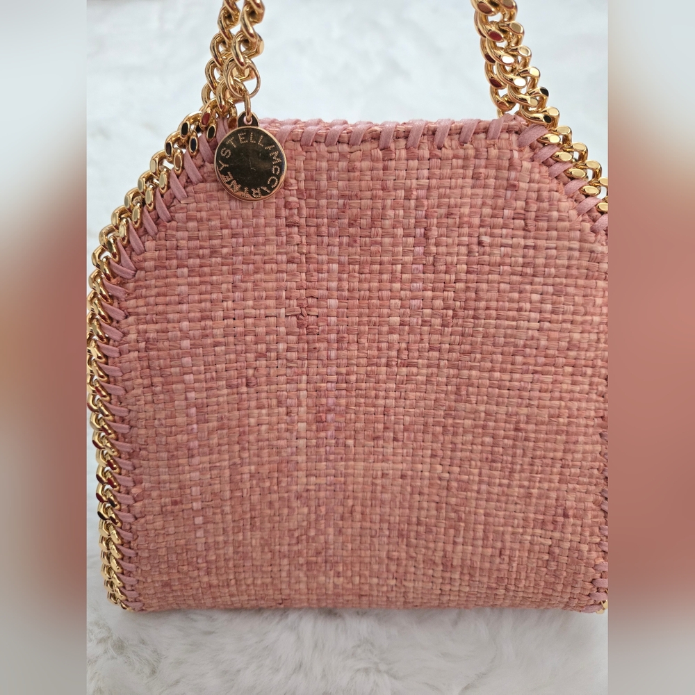 Authentic Stella McCartney Metallic Woven Raffia Tiny Fold Over Falabella - Picture 7 of 12